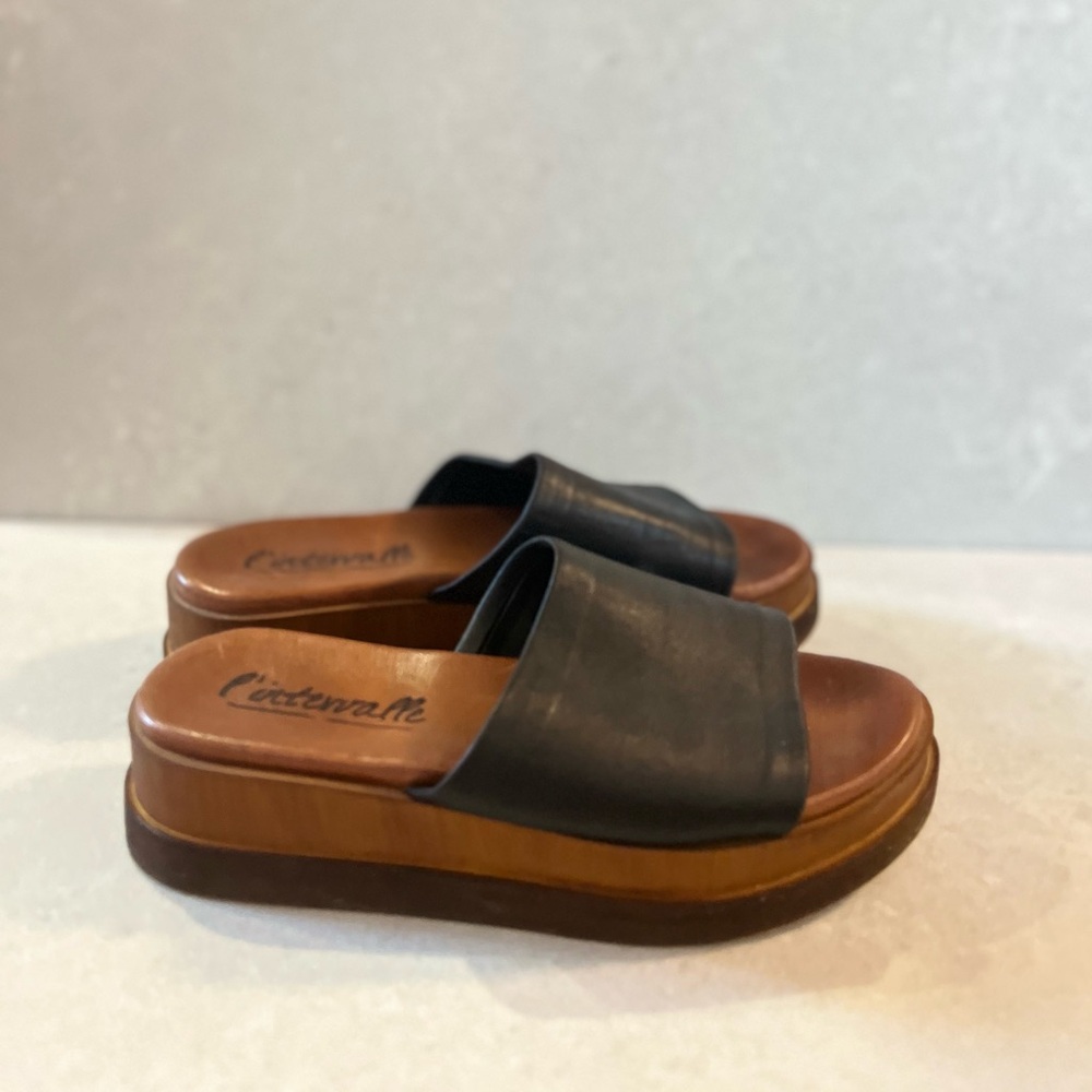 L'INTERVALLE – Leather Platform Sandals – Black & Brown – Size 39